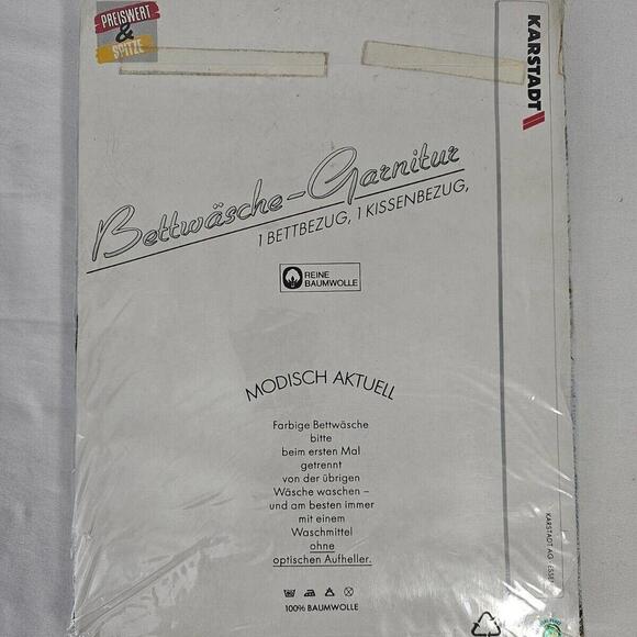 Vintage Karstadt German Bedding Linen Set 1 Duvet Cover + 1 Pillow Case NOS - Picture 7 of 10